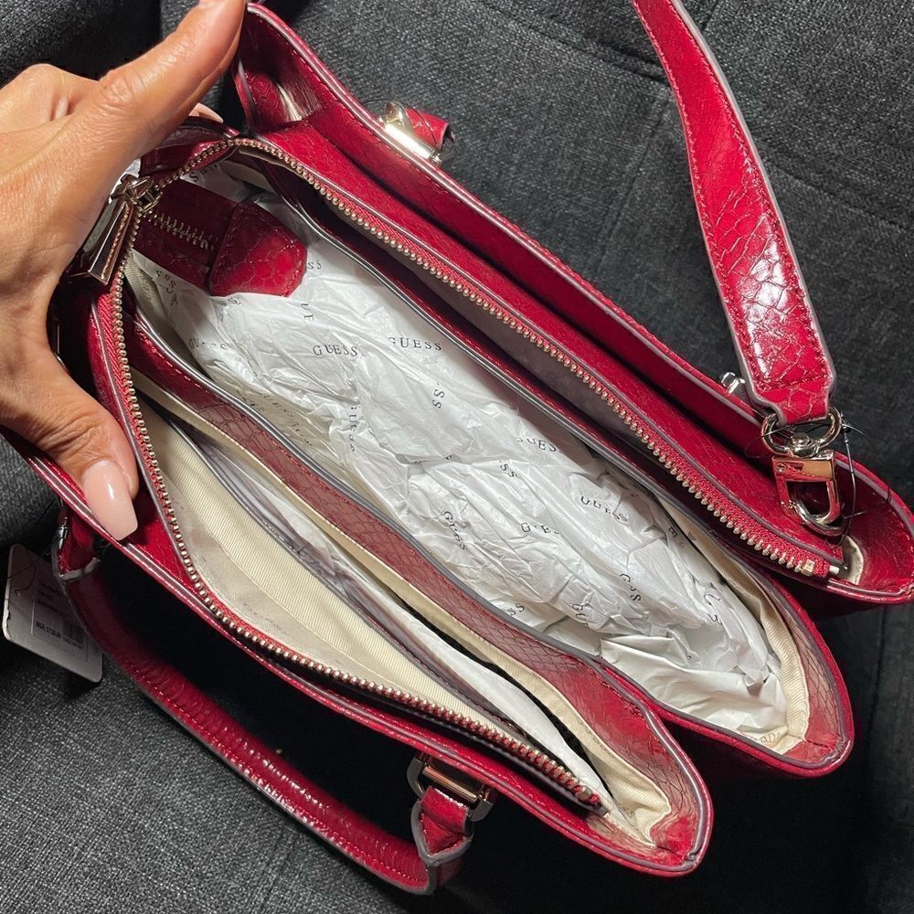 Red Guess Python Moonlight Handbag - Picture 5 of 7